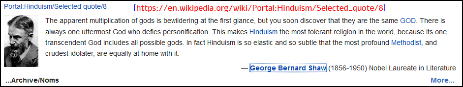Portal Hinduism Selected quote 8 (George Bernard Shaw)